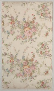 Trykt silke med blomsterdesign, slutningen af 1800-tallet. af Unbekannt