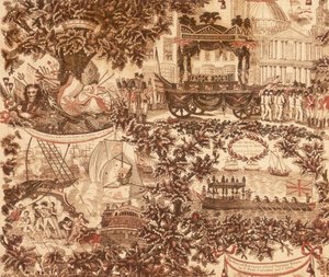 Trykt linnedpanel, der forestiller Lord Viscount Nelsons begravelsesoptog, 1806 af Unbekannt