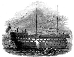 Prison hulk Warrior i Woolwich, London, 1848 af Unbekannt