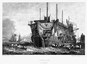 Fængselshulk i Deptford, London, c1826 af Unbekannt