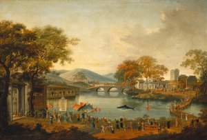 Procession ved en sø, 1800-tallet. af Unbekannt