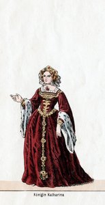 Dronning Katharine, kostumedesign til Shakespeares skuespil, Henry VIII, 1800-tallet af Unbekannt