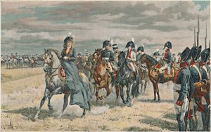 Dronning Louisa gennemgår den preussiske hær, 1896 af Unbekannt