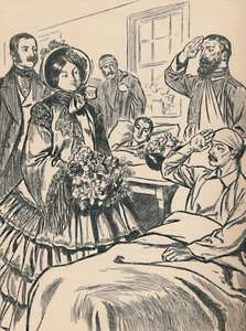 Dronning Victoria besøger sine sårede soldater, c1907 af Unbekannt