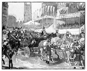 Dronning Victoria åbner Holborn Viaduct, London, 1869 af Unbekannt