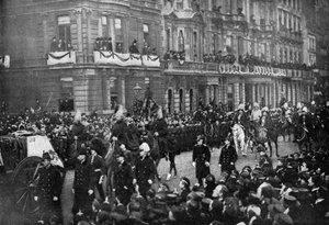 Dronning Victorias begravelsesoptog passerer gennem London, 1901 af Unbekannt