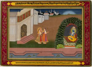 Radhas Confidante bringer hende til Krishna, ca. 1790-1800. af Unbekannt