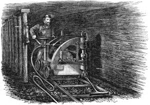Skinnemonteret kulskæremaskine, 1864 af Unbekannt