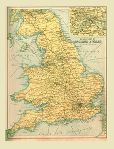 Jernbanekort over England og Wales, 1902. af Unbekannt