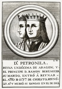 Raimond Berenger IV af Barcelona og Petronilla Queen of Aragon, gravering. af Unbekannt