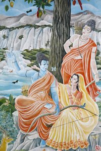 Rama, Sita og Laxman. Pashupatinah, Kathmandu, Nepal af Unbekannt