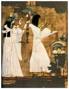 Rames og hans kone i tilbedelse foran et bord fyldt med offergaver, c1400 f.Kr. 1958 af Unbekannt