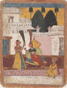 Ramkali Ragini: Side fra a Dispersed Ragamala Series Garland of Musical Modes, 1700-tallet. af Unbekannt