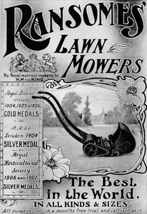 Ransomes Plæneklipper-annonce, 1908 af Unbekannt