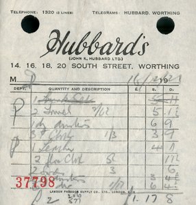 Kvittering fra Hubbards stormagasin, 1921. af Unbekannt