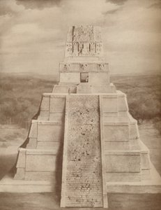 Rekonstrueret model af en storslået Maya-tempelpyramide i Tikal, c1935 af Unbekannt