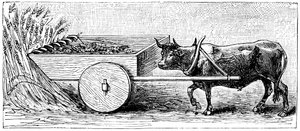 Rekonstruktion af høstmaskine brugt i Gallien i antikkens romertid, som beskrevet af Plinius, c1890 af Unbekannt