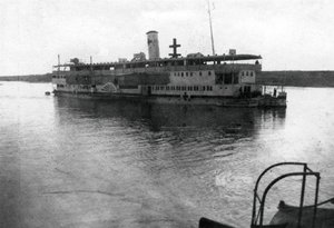 Røde Kors-flodbåd sejler op ad Tigris-floden, Mesopotamien, WWI, 1918 af Unbekannt