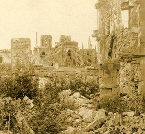 Reims-katedralen, Reims, Nordfrankrig, c1914-c1918 af Unbekannt