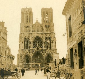 Reims-katedralen, Reims, Nordfrankrig, c1914-c1918 af Unbekannt