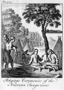 Nisovian Tunguzians religiøse ceremonier, c1748 af Unbekannt