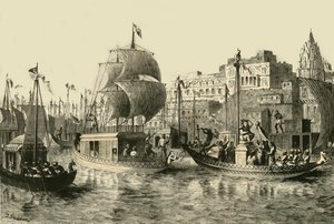 Religiøs festival i Benares, 1890. af Unbekannt