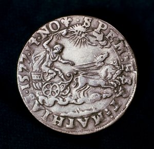 Bagsiden af en medalje til minde om den lyse komet fra 1577 af Unbekannt