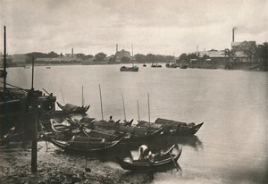 Rismøller ved Poozoondoung Creek, Rangoon, 1900. af Unbekannt