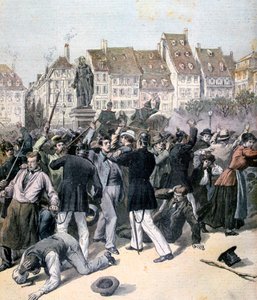 Optøjer på Place Kléber, Strasbourg, 1893 af Unbekannt
