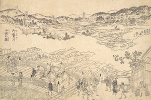 Omue-floden og Oda-broen, 1700. af Unbekannt
