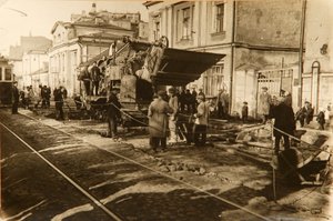 Vejarbejde i Tverskaya Street, Moskva, USSR, 1920