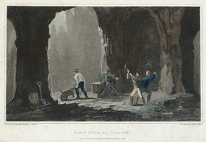 Rock Salt: Minearbejdere på arbejde i saltmine nær Krakow, Polen, c1820 af Unbekannt