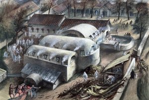 Romerske bade ved Cheapside, London, slutningen af det 1.-2. århundrede af Unbekannt