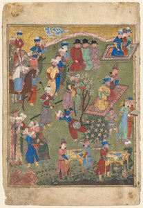 Royal Feast in a Garden recto fra den dobbeltsidede forside af en Shahnama..., 1444. af Unbekannt