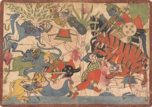 Royal Hunt, folio fra en Mahabharata, 1800-1850. af Unbekannt