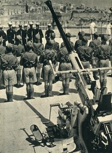 Royal Marines ved paraden, der fejrer det vellykkede forsvar af Malta, Anden Verdenskrig, 1943 1944. af Unbekannt