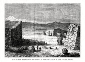 Ruiner af inka-monumenter i omegnen af Tiahuanacu, syd for Titicaca-søen, Bolivia, 1877 af Unbekannt
