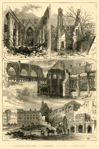 Ruinerne af parlamentets huse, 1881. af Unbekannt