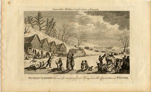 Russiske slæder om vinteren, 1750 af Unbekannt