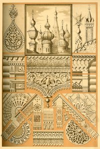 Russisk arkitektonisk ornament og træskærerarbejde, 1898. af Unbekannt