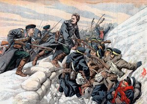 Russisk angreb på de japanske skyttegrave, Russisk-japanske krig, 1904-5 af Unbekannt