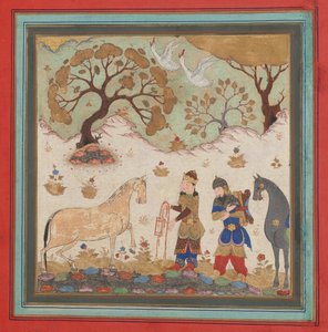 Rustam fanger Rakhsh, Folio fra en Shahnama Kongebog, midten af det 15. århundrede. af Unbekannt