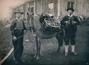 Saetersdalen Highlanders with Pack-Horse, 1914. af Unbekannt
