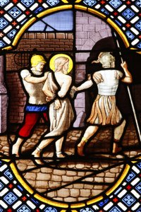 Saint-Corentin (Saint Corentin) katedral, Quimper Glasmaleri: Johannes Døberen arresteret, Quimper, Frankrig af Unbekannt