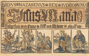Sankt Anne, Madonnaen og barnet og de hellige Christopher, Sebastian, Clara..., ca. 15001525. af Unbekannt