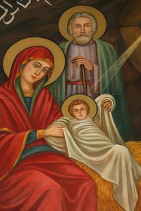 Sankt Antonius, koptiske kirkes fødselsmaleri, Jerusalem, Israel af Unbekannt