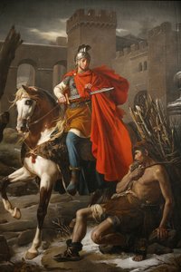 Saint Gatien (Saint-Gatien) katedralmaleri: Saint Martin deler sin frakke, Tours, Frankrig af Unbekannt
