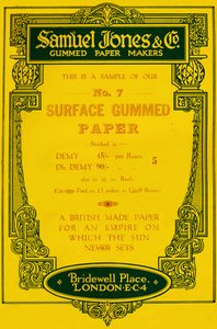 Samuel Jones & Company Gummed Paper Makers annonce, 1919 af Unbekannt