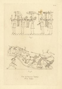 Saksisk og normannisk militærdragt fra Bayeux-tapetet af Unbekannt