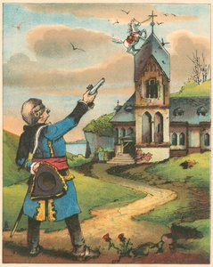 Scene fra Baron Munchausens eventyr af Rudolph Erich Raspe, c1850 af Unbekannt
